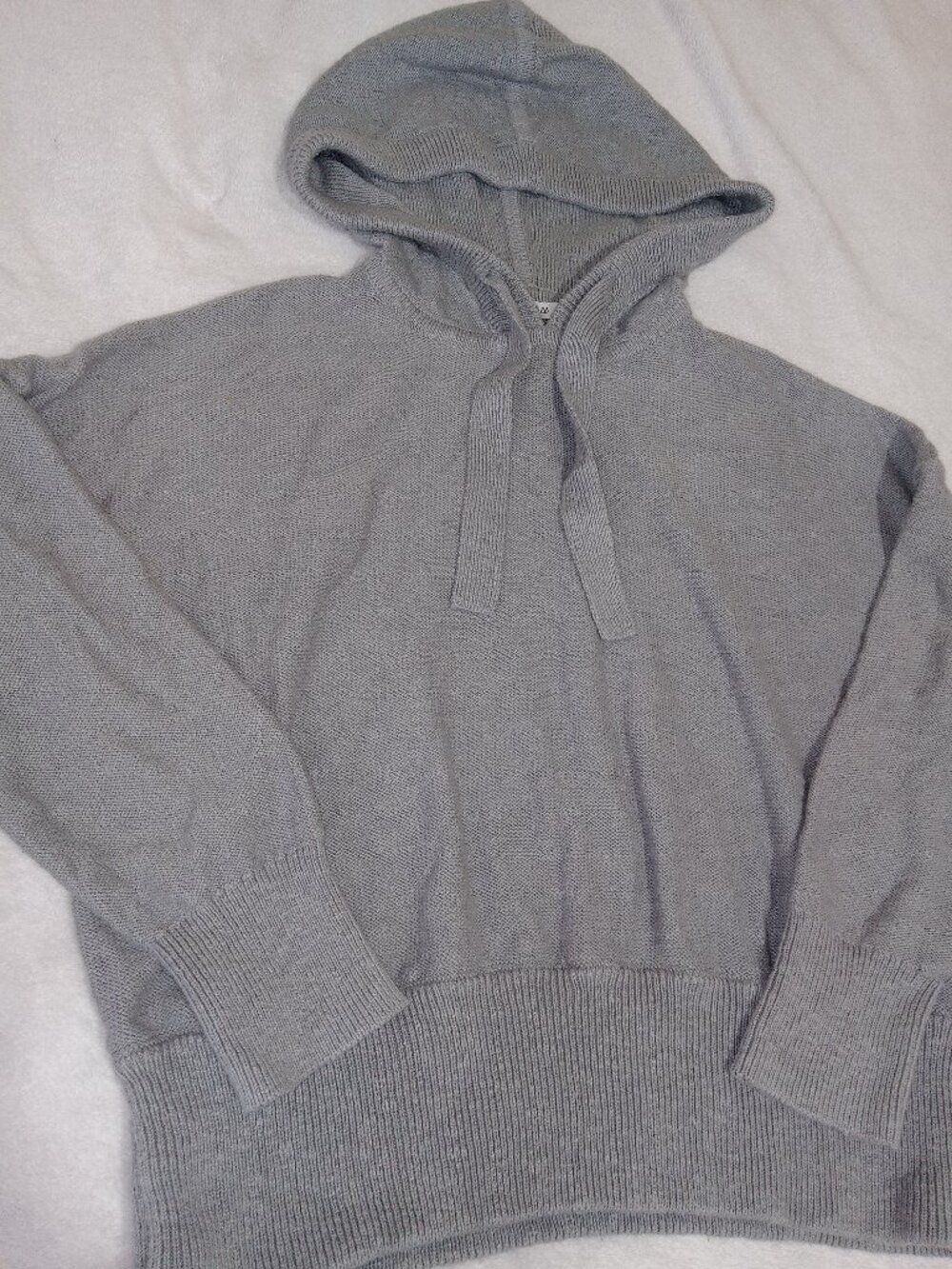 Madewell Cropped Hoodie Sweater Gray Knit Pullover Womens S Oversized Boxy